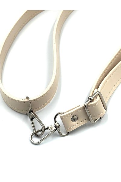 Lady Moss Adjustable Stitched Faux Leather Bag Strap Length Max 120 cm - Width 2 cm (Beige)