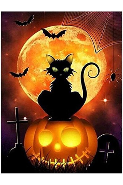 Golden Set pictură cu diamant Arțar auriu, model Halloween, multicolor, pânză/rășină, 30 x 40 cm