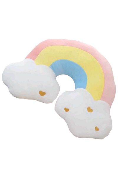 OEM Soft cloud-shaped pillow with rainbow 31cm x 29