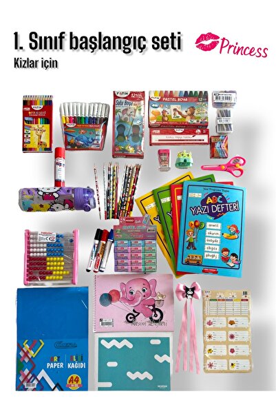 madam gold Okul seti 1. Sınıf Başlangıç Seti – Kızlar Için | Tatlı, Renkli