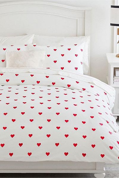 STOREMAX Single Fitted Sheet Elastic Heart Duvet Cover Set Red 646268