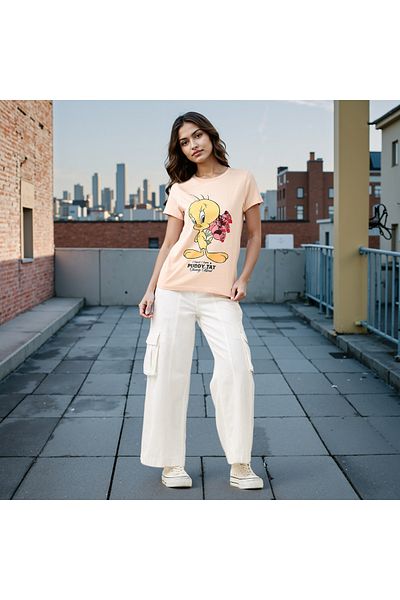 SP Characters Tweety Print T-shirt with Crew Neck
