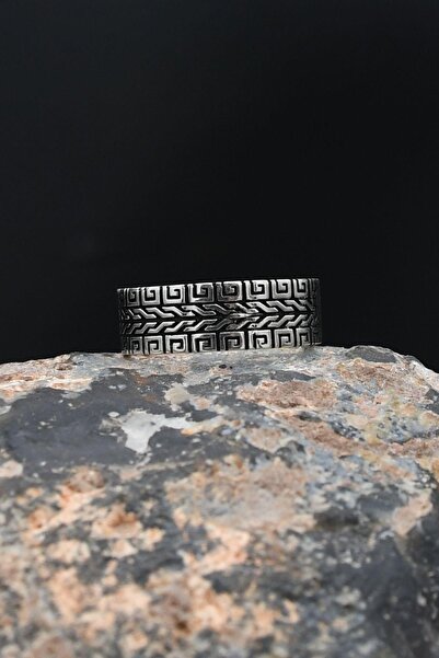 Prestige Grek Desenli 925 Ayar Gümüş Erkek Alyans Yüzük 901904