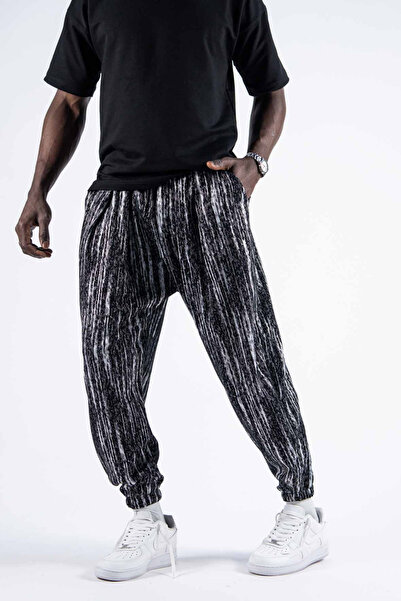 Superbluemexico Ανδρικό φαρδύ καπνιστό φαρδύ παντελόνι με ρίγες