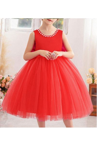 nsmkidslife Girl's Collar Pearl Dress Our Violet Model Birthday Graduation Reading Day Evening Dress