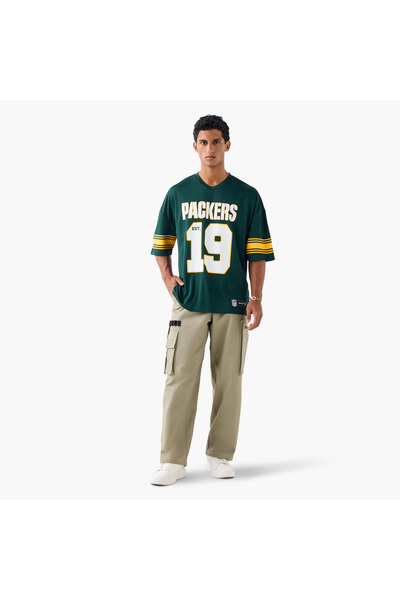 SP Characters Packers Print V-neck T-shirt with Short Sleeves