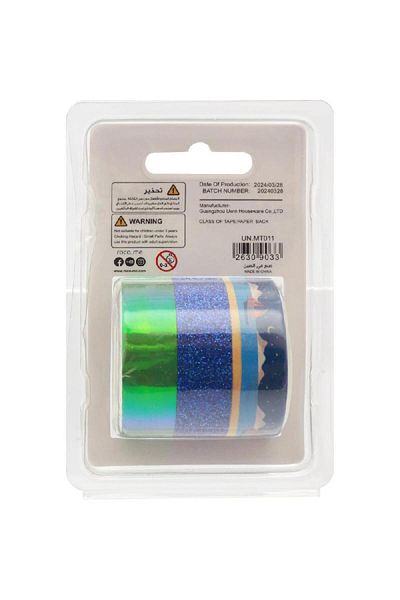 Roco Washi Tape – 3 Reel Glitter Laser Set, 15 mm x 5 m, Assorted Colors