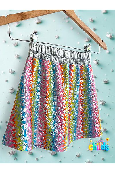 childs Bottom Top Girl Children's Suit Princess Stone Printed Tassel Devore Short Top Shiny Leopard Skirt