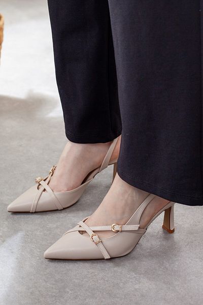 Adım Adım Women's Thin Heeled Elegant Heeled Shoes with Cross Belt