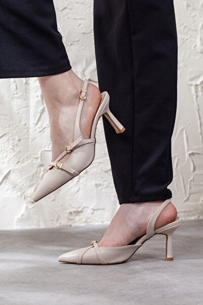 Adım Adım Kadın İnce Topuklu Çapraz Kemerli Zarif Topuklu Ayakkabı