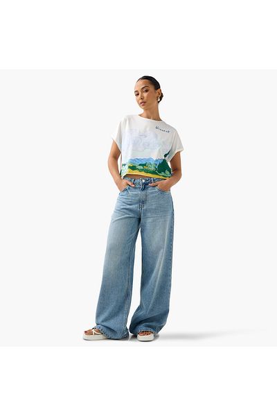 SP Characters Vincent Print Crop T-shirt with Extended Sleeves