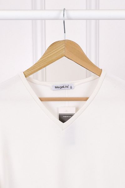 İmajButik Ecru V-Neck Short Sleeve T-Shirt