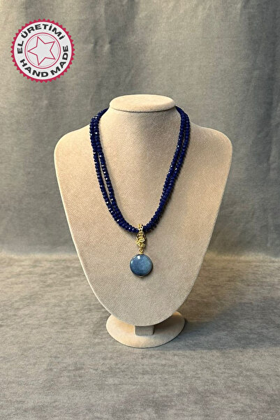 Uretti - Tuğba 6667 4607 Crystal Beaded Blue Stone Necklace