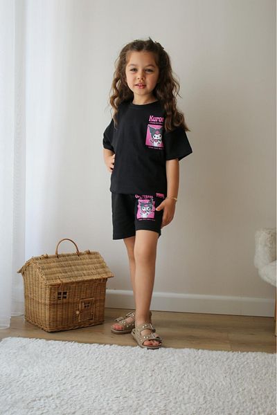 öykümgaleria Girl's Summer Top and Bottom Set with Shorts