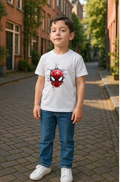 Windy Island Boy's Crew Neck Spiderman Printed T-Shirt