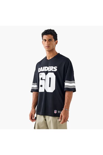SP Characters Raiders Print V-neck T-shirt with Short Sleeves