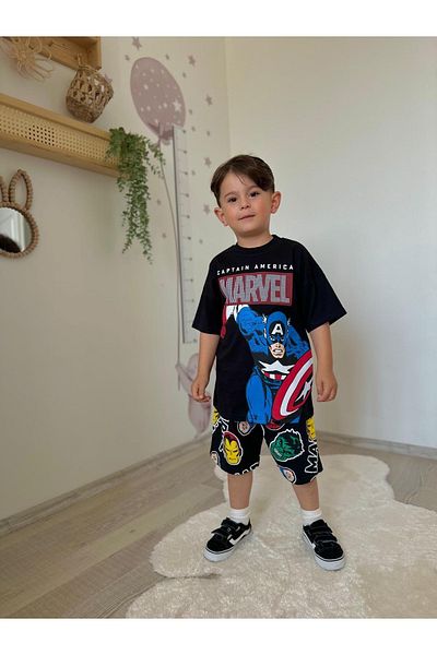 öykümgaleria Boy's Summer Top and Bottom Set with Shorts