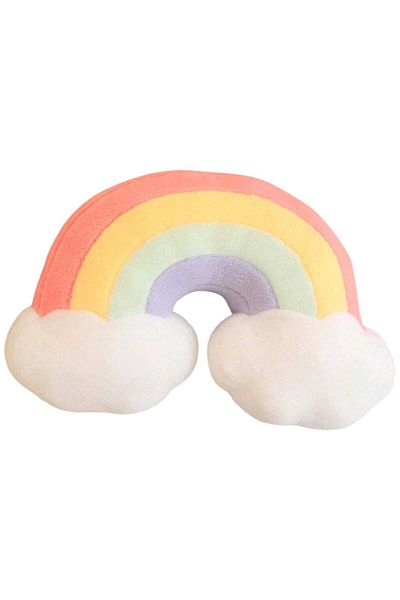 OEM Fluffy cloud-shaped pillow with rainbow 45cm
