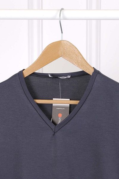 İmajButik Tricou cu mânecă scurtă cu decolteu în V afumat