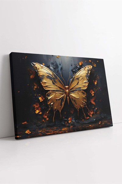KOSS Dijital Pictură de lux pe pânză cu fluturi aurii, pictură pe pânză cu de...