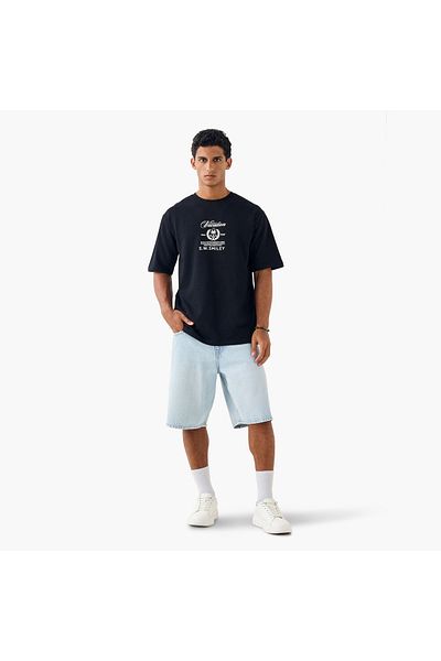 SP Characters Printed Crew Neck T-shirt with Short Sleeves