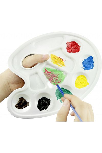 Kare & Kind Set of 3 Kare & Kind painting palettes, plastic, white, 17 x 22.5 cm