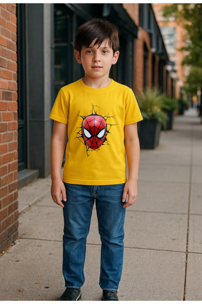 Windy Island Boy's Crew Neck Spiderman Printed T-Shirt