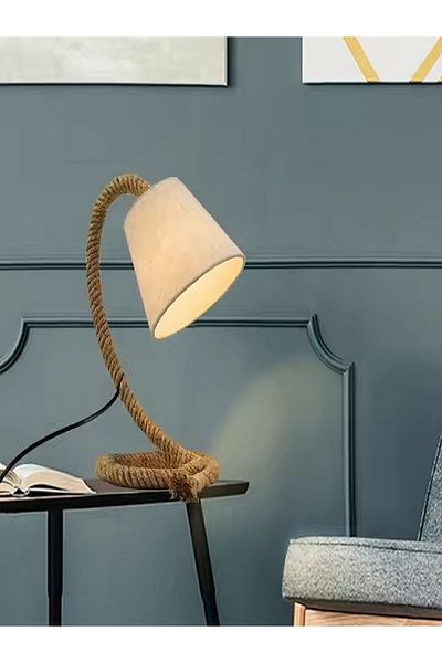 micasa 40W E14 Elegant Rope Table Lamp with Fabric Shade