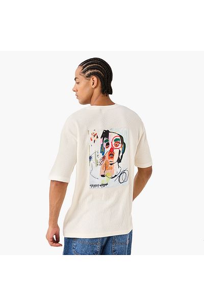 SP Characters Graphic Print Textured T-shirt with Round Neck