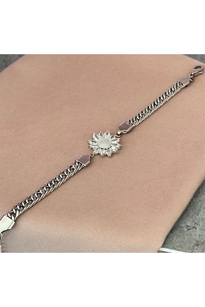lolajewelry Luxury Style Zircon Stone Crushed Chain Daisy Steel Bracelet