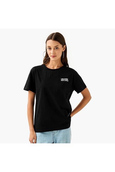 Lee Cooper Graphic Print T-shirt with Crew Neck