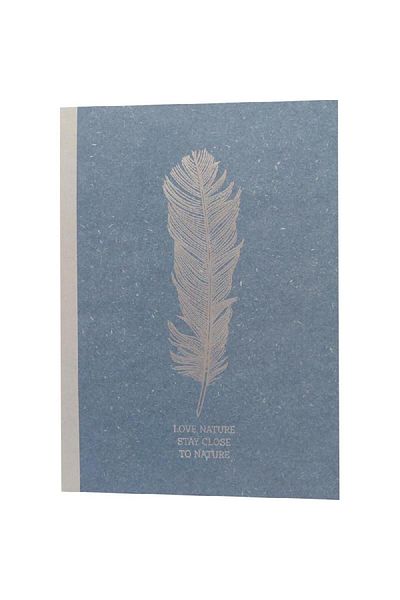 Roco Notebook – B5, 160 Pages, Lined, Feather Love Nature, Light Blue