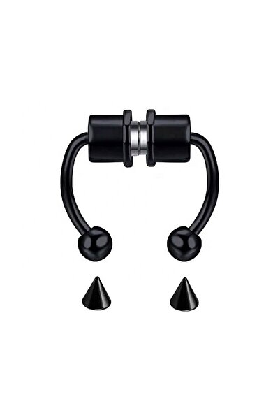 xUPING Piercing false nose ring, septum, unisex, magnetic attachment, stainless steel, black