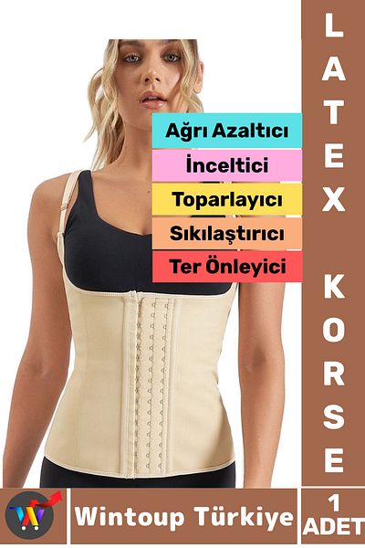 Wintoup Special Production Body Shaping, Lifting, Slimming, Pain Reducing, Sweat Absorbing Women's Strap Latex Corset