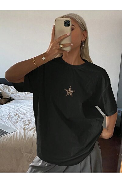 OVER HEAD Tricou oversize cu imprimeu Star Leopard pentru damă