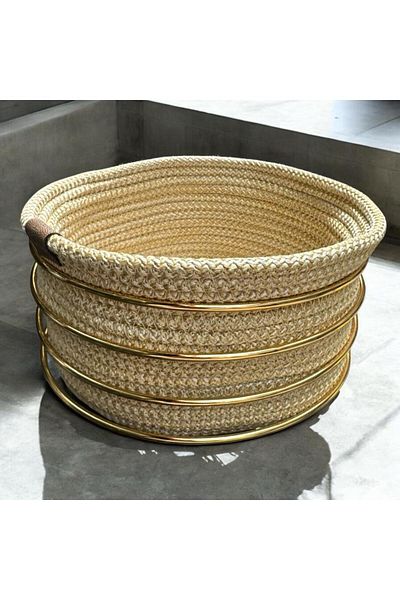 Peramari Decorative Metal Knitted Bread Basket Yellow
