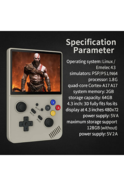 İMEXTECH R43 Pro Taşınabilir Retro El Atarisi Mini Oyun Konsolu | 4.3” Ips Ekran | 20.000 Oyun