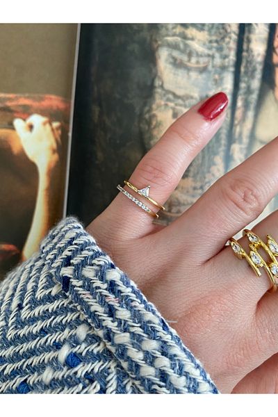 Pinery Jewels Zircon Stone Little Finger Adjustable Women's Ring from the Bottom