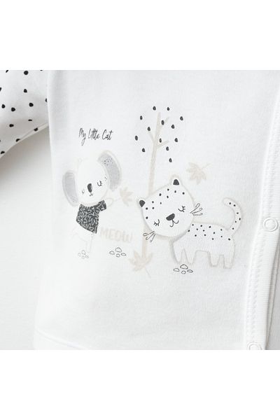 Gümüş Baby Kids Baby 3-Piece Set with Big Score Printed 100% Cotton Fabric