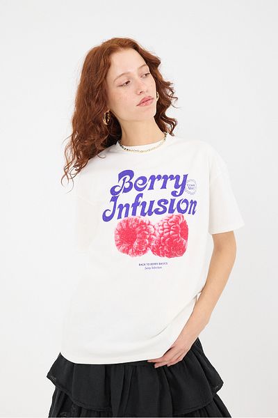 Addax Berry Infusion Written Oversize T-Shirt P10293-I6