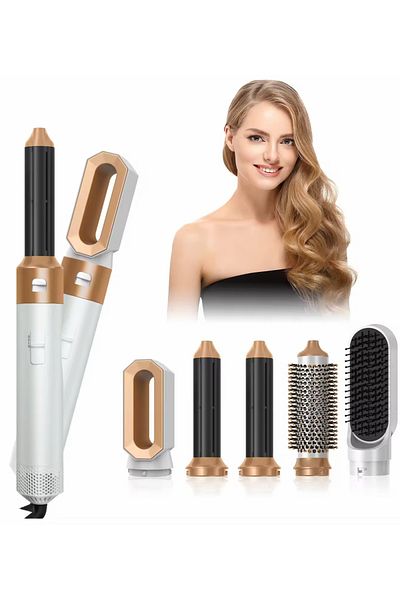 clickzu Perie de păr 5 în 1 Clickzu, uscare & coafare, capete interschimbabile, 1000W, alb