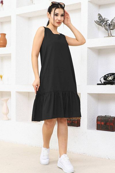 Vespo Women's Summer Dress Ruffled 100% Viscose Midi Length