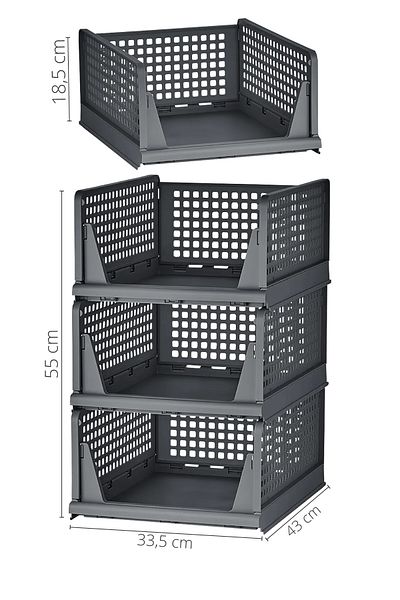 Trend Maison Multi-Purpose Portable Plastic Sliding Shelf Cabinet Organizer Set of 3 Gray