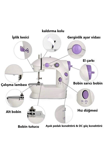 LAMİATAKI Mini Ev Dikiş Makinesi Pedallı Sewıng Machine