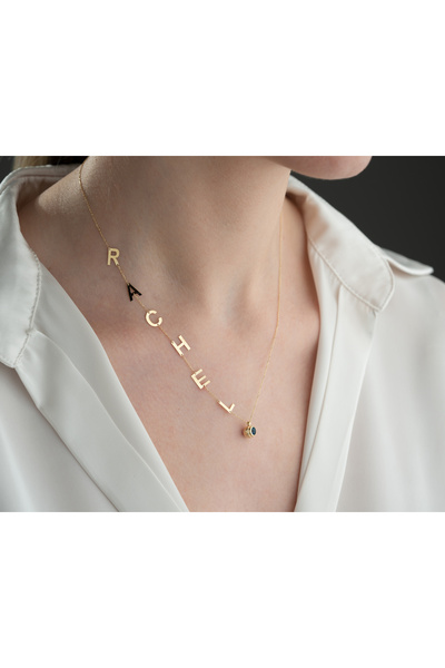 Minimal Kolye Altın Sıralı Harf İsimli Kolye "sign"