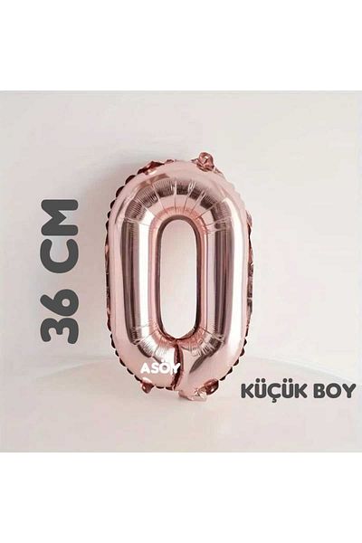 asöy Foil Balloon 0 Number Balloon 36 cm Small Size Rosegold Color 0 Age Balloon Birthday Party Supplies