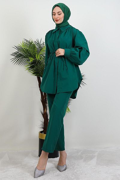 GİYZAMİLA Shirt and Trousers Suit Emerald