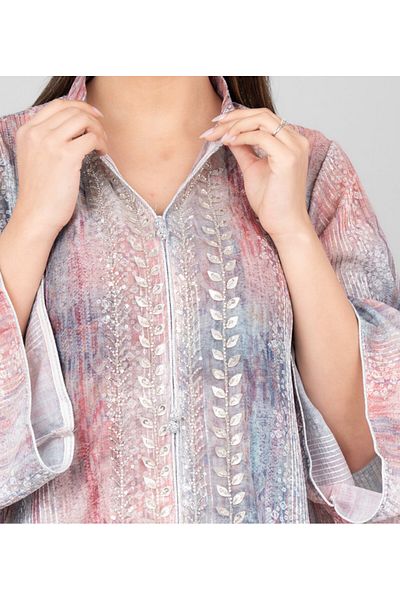 IKKXA Petal Grace Embroidered Jalabiya with Belt