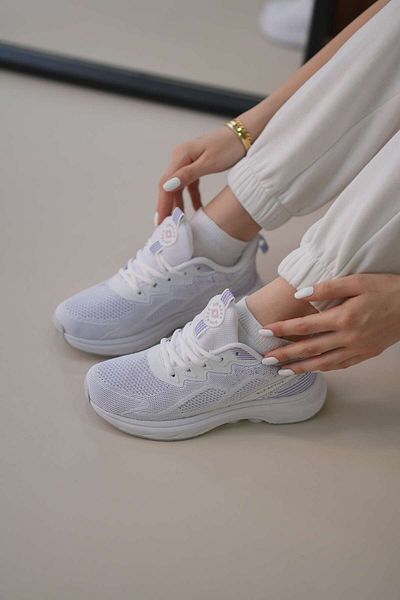 SOLAZER Women's White Lilac Sneaker Daily Comfortable Sports Shoes 043