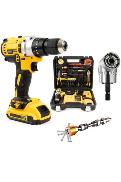 OEM Electric drill, 2 speeds, 2 x batteries, Bit, 45 Degree Adapter